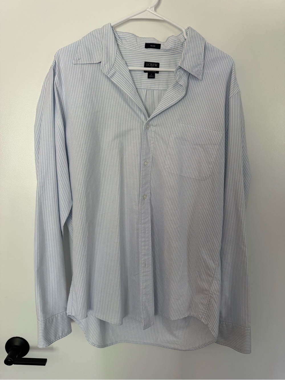 J. Crew Men's Pale Blue Pinstripe Button-Down Shirt